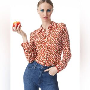 Alice and olivia strawberry detail silk Willa blouse